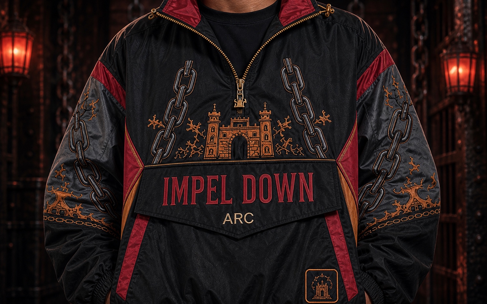 Impel Down Pullover Jacket Front Artwork