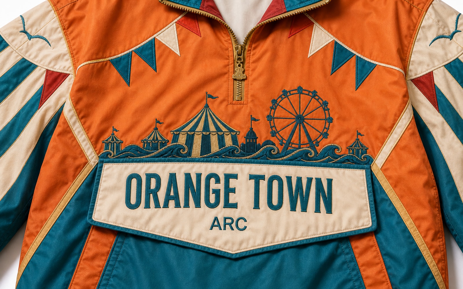 Orange Town Pullover Jacket Front Artwork