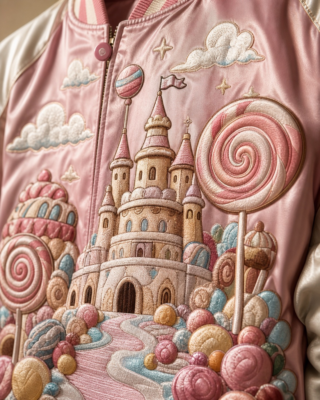 Whole Cake Island Varsity Jacket Front Artwork